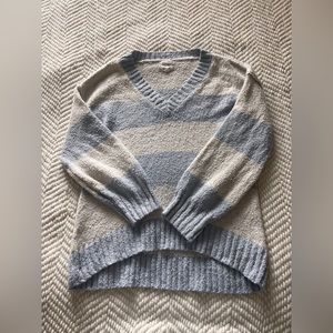 Hippie rose blue and white striped knitted sweater